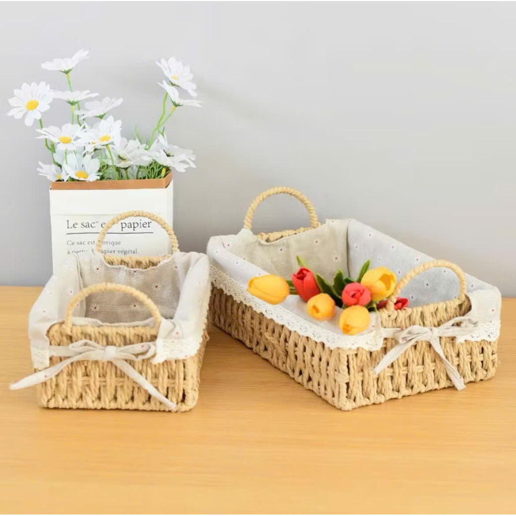 Giỏ mây đựng đồ decor đẹp mang lại vẻ đẹp mộc mạc và thanh lịch cho không gian sống.