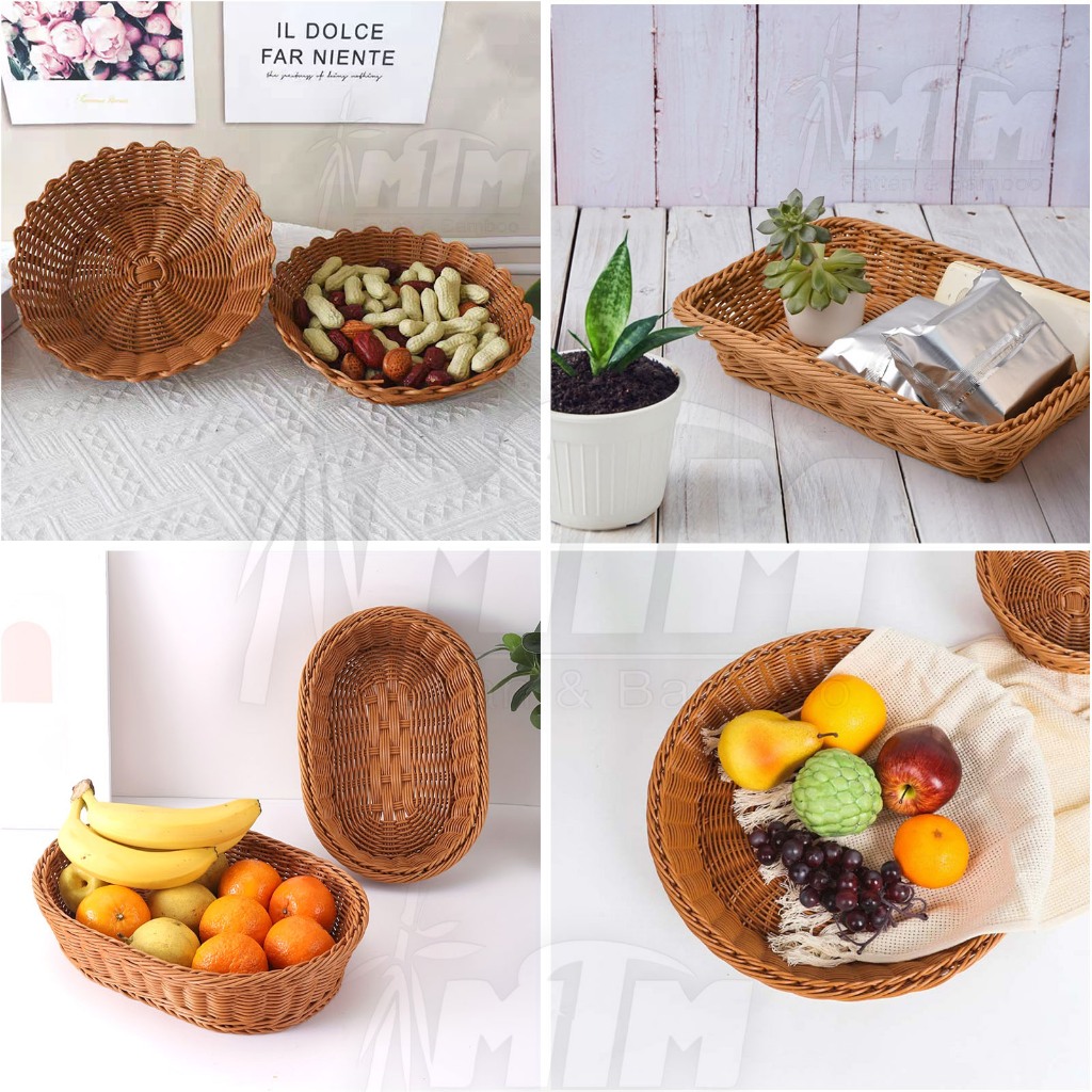 Các kiểu khay đan tròn đa dạng phù hợp cho nhiều nhu cầu lưu trữ trái cây khác nhau.