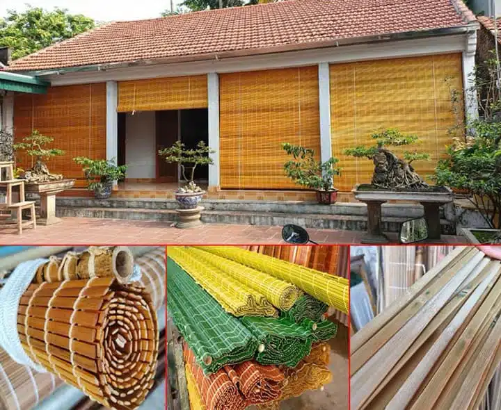 Việc cố định dây dọc đều đặn trên khung đan giúp tấm mành phẳng và chắc chắn.